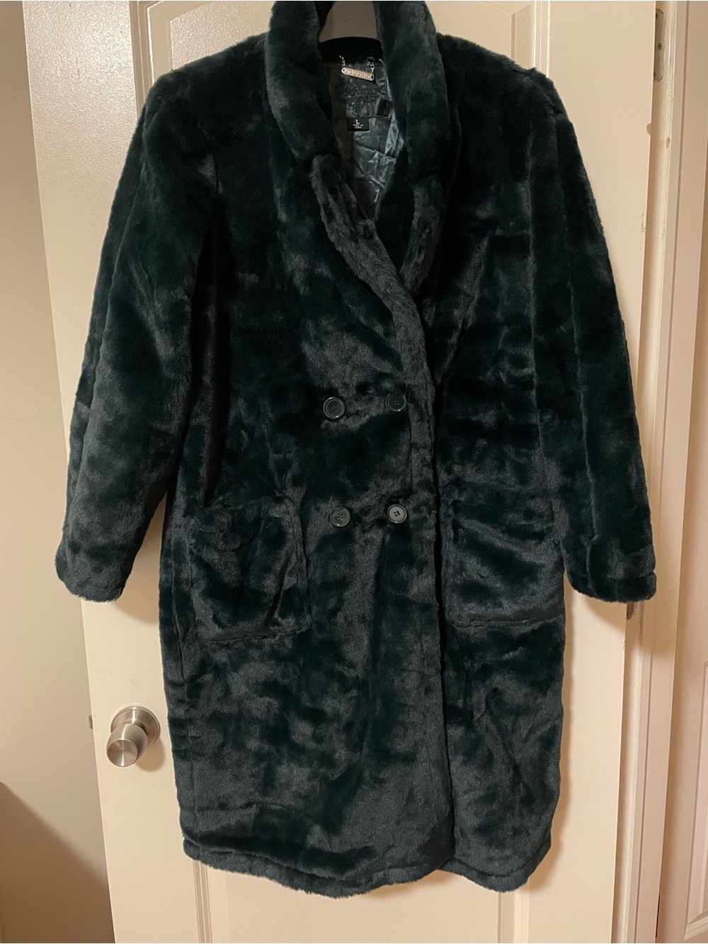 Macy’s Jou Jou Faux Fur Double-Breasted Coat